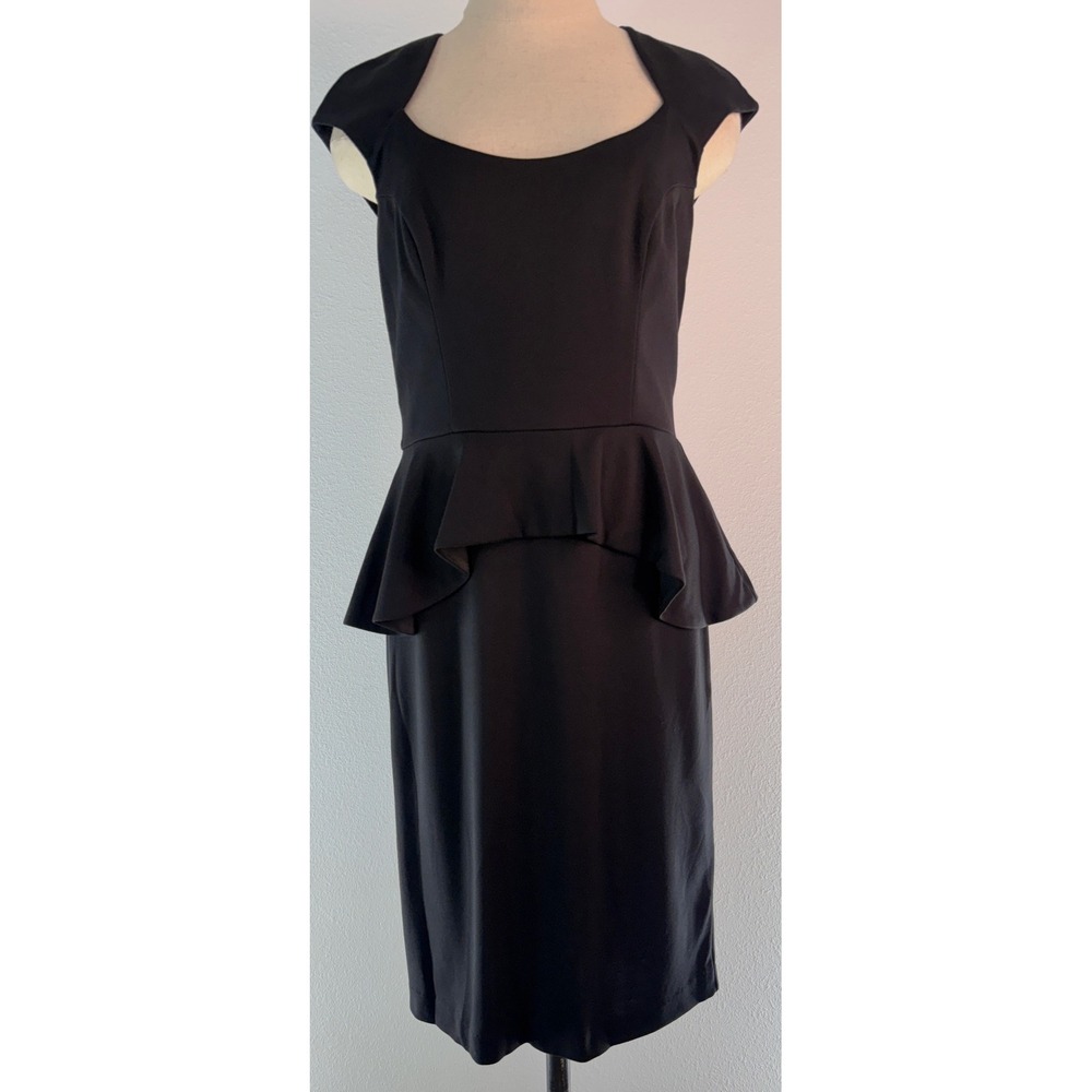 Bebe Peplum Mariah Sheath Dress Black‎ Cap Sleeve Cocktail Party Grunge NWT Med